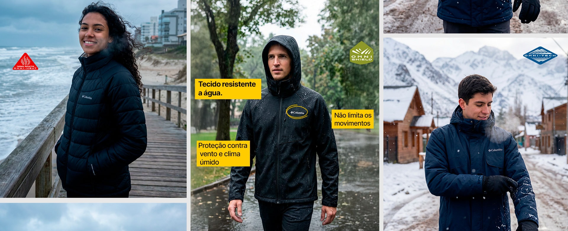 <span><b>Jaquetas Columbia</b> <span><h4>Pronto para o frio</h4>