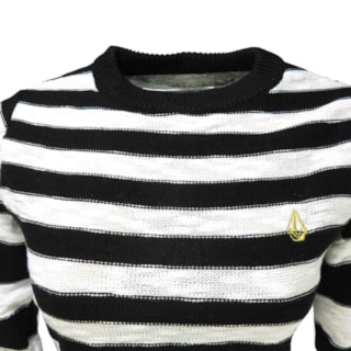Blusa Tricot Volcom Keep Cruisin Listrada Preto e Branco Blusa Tricot Volcom Keep Cruisin Listrada Preto e Branco