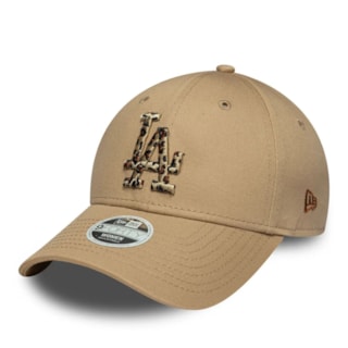 Boné Feminino New Era  LA Dodgers MLB Animal Infill Bege