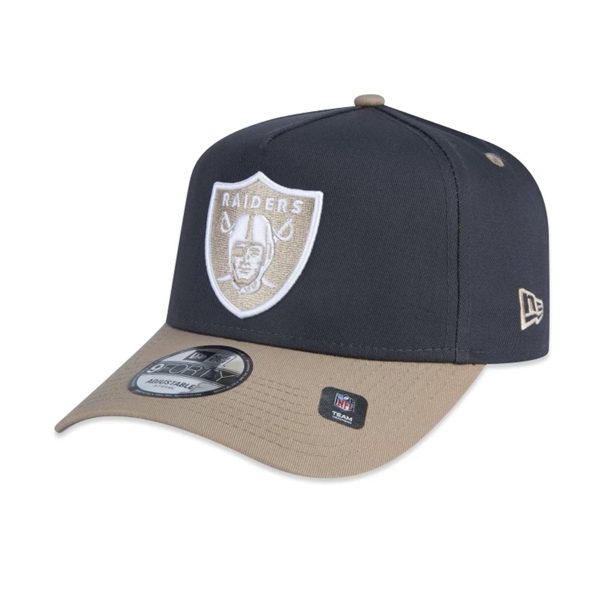 Boné New Era 9FORTY A-Frame NFL Las Vegas Raiders Bege Chumbo os