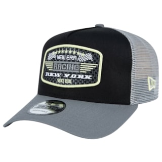 Boné New Era 9FORTY A-Frame Trucker Branded Motorsport Preto e Cinza