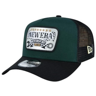 Boné New Era 9FORTY A-Frame Trucker Branded Motorsport Preto e Verde