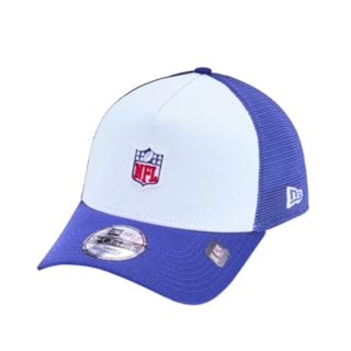 Boné New Era 9FORTY A-Frame Trucker NFL Game São Paulo 2025 Branco Azul