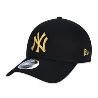 Boné New Era MLB New York Yankees Preto Dourado