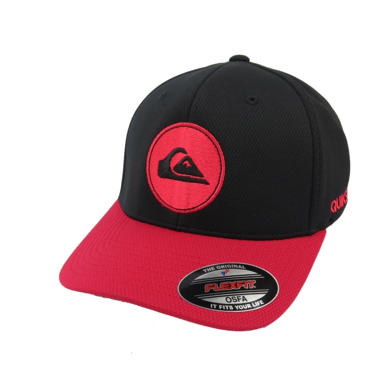 Boné Quiksilver Flexfit Hybrid Logo Preto/Vermelho