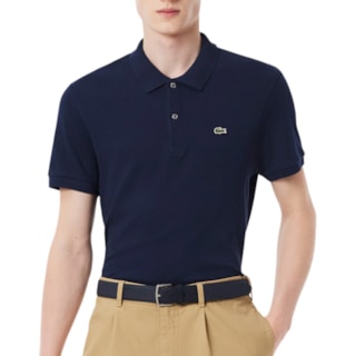 Camisa Polo Lacoste Regular Fit em Algodão Pima Marine