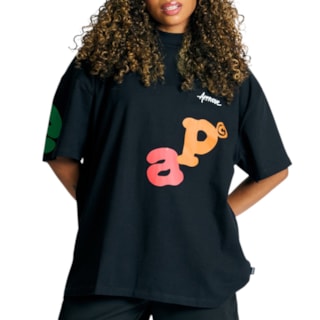 Camiseta Approve Huge Letters Preta e Colorida