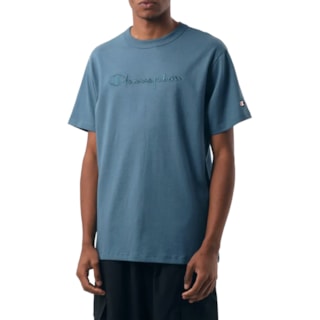 Camiseta Champion Bordado Script Twilight Teal