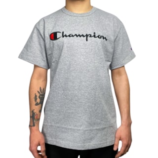 Camiseta Champion Logo Life Cinza