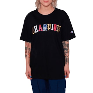 Camiseta Champion Mix College Silk Preta