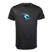 Camiseta de Lycra Rip Curl Preta e Azul Camiseta de Lycra Rip Curl Preta e Azul