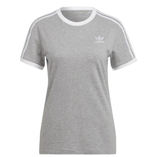 Camiseta Feminina Adidas Adicolor Classics 3-Stripes Cinza