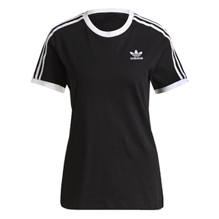 Camiseta Feminina Adidas Adicolor Classics 3 Stripes Preta e Branca