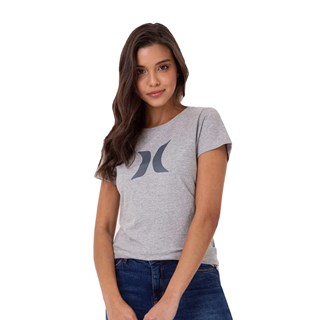 Camiseta Feminina Hurley Icon Mescla Cinza