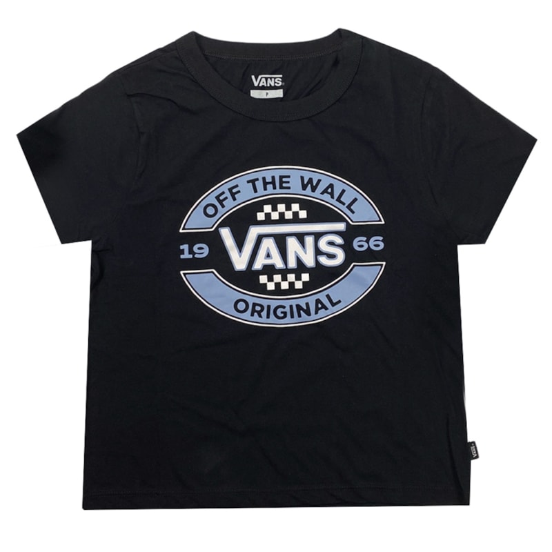 Camiseta Feminina Vans Center Fire Min Preta os melhores preços