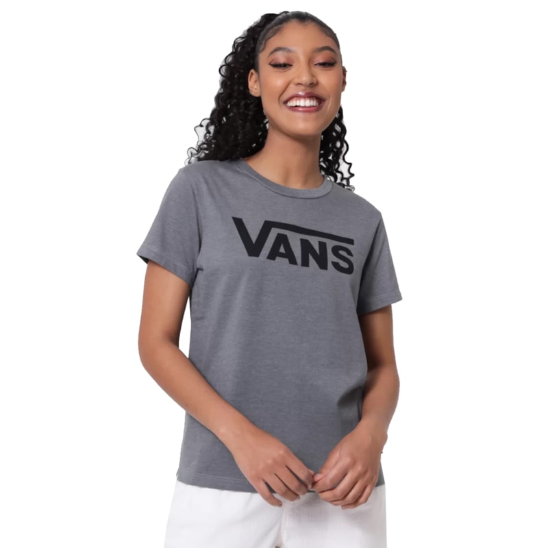 Camiseta Feminina Vans Flying V Crew Grey Heather os melhores