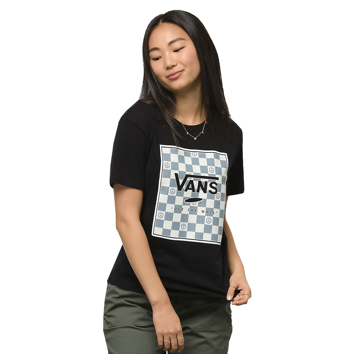 Camiseta vans preta sales feminina