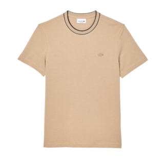 Camiseta Lacoste Piqué com Gola Listrada em Stretch Viennois