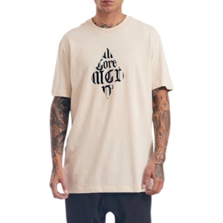 Camiseta MCD Espada Caligrafiti Floc Bege Nevoeiro