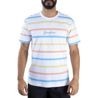 Camiseta New Era NY Yankees Color Stripe Branca