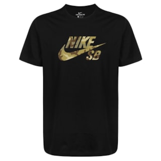 Camiseta Nike SB Logo Camo Preta