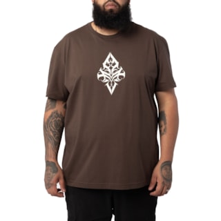 Camiseta Plus Size MCD 12512813X Marrom Ruína