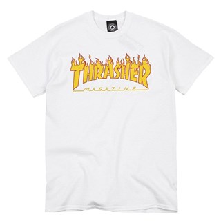 Camiseta Thrasher Magazine Flame Logo Branca