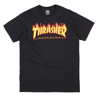 Camiseta Thrasher Magazine Flame Logo Preta