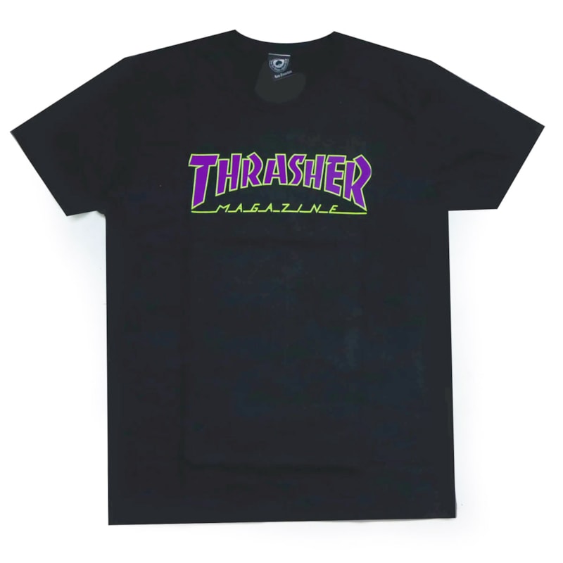 Skate Mag Polera Thrasher Negra Camiseta Thrasher Flame Mag Preta