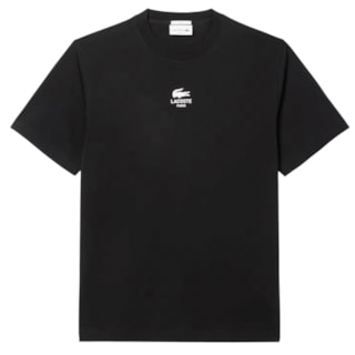 Camiseta Unissex Lacoste Algodão com Estampa Assinada Noir