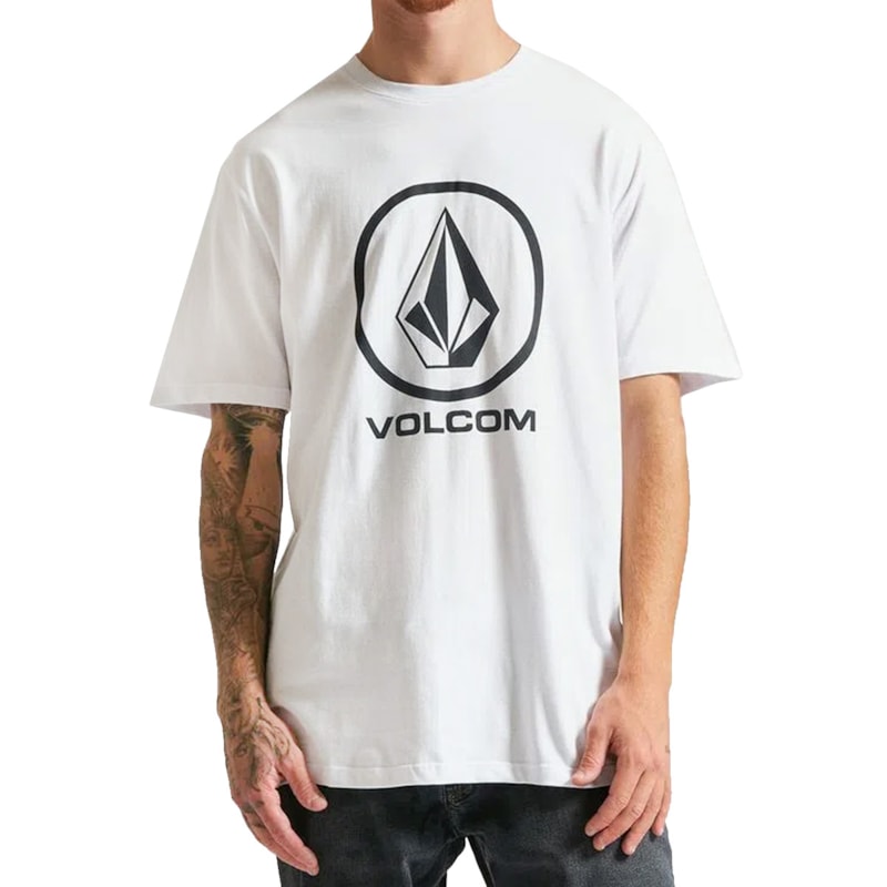 T-shirt Homme Volcom Crisp Blanc - Col Rond Coton - Neuf Avec étiquette
