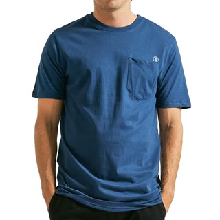 Camiseta Volcom Long Fit Solid Pocket Azul Escuro