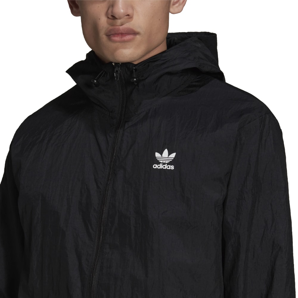 Jaqueta Corta Vento Adidas Essentials Trefoil Preta os melhores preços ...
