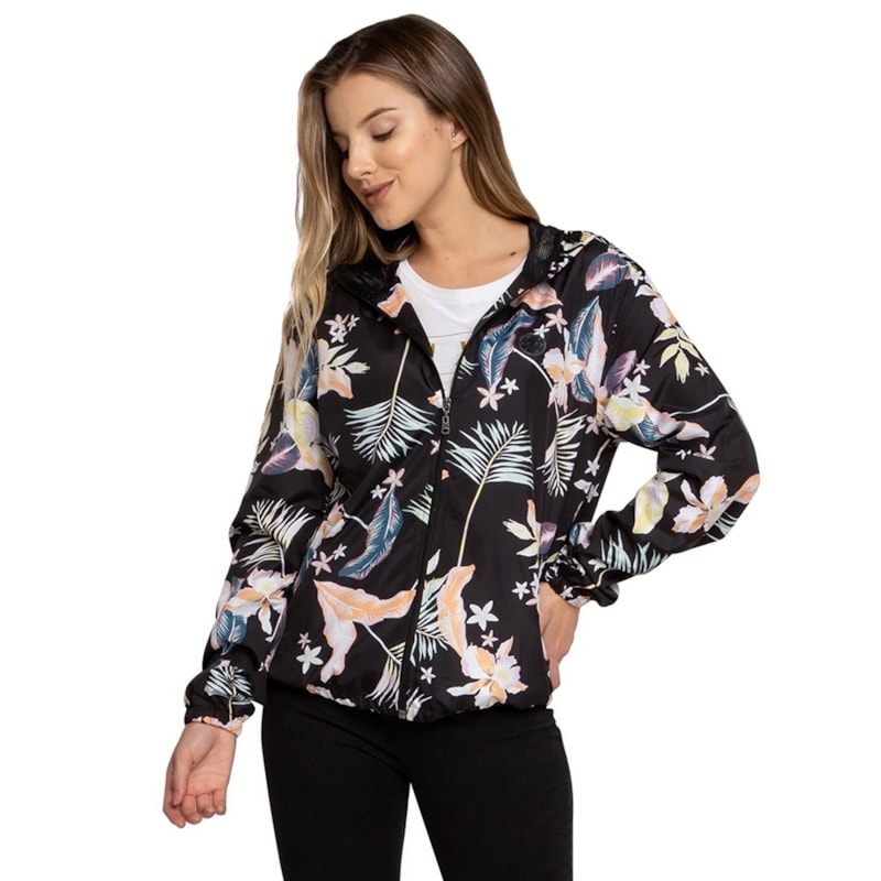Jaqueta Corta Vento Feminina Roxy Large Praslin Preta os melhores