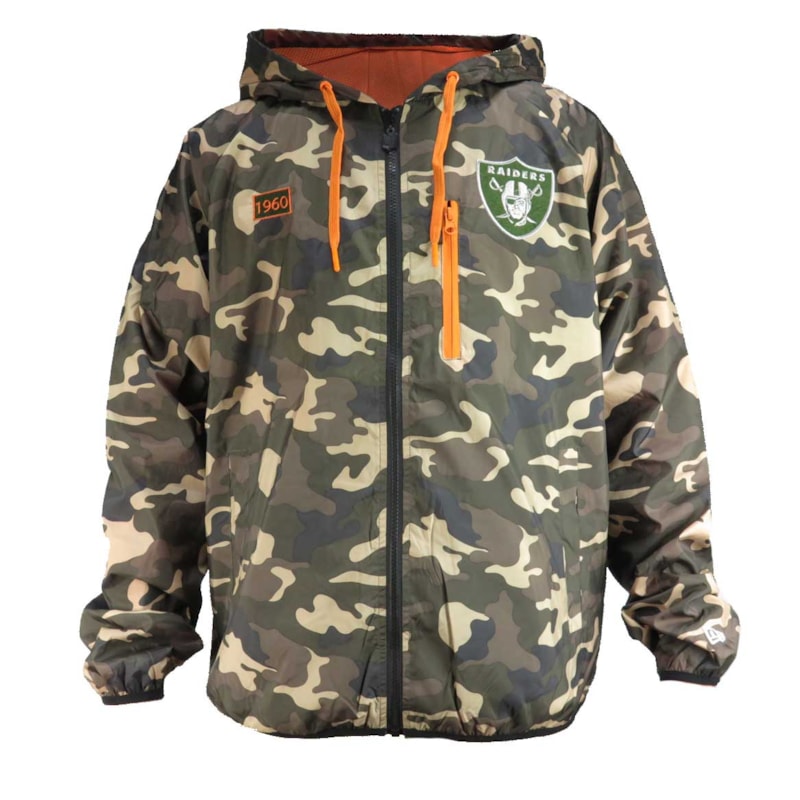 Jaqueta Corta Vento New Era Raiders Camuflada Back Wash