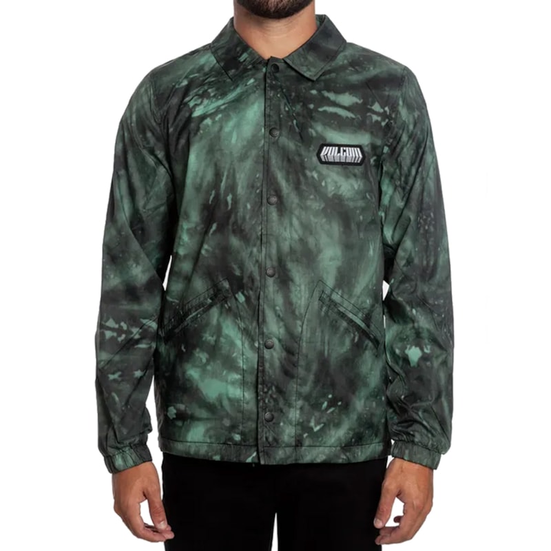 Jaqueta Corta Vento Volcom Brews Coach Verde Back Wash