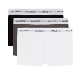 Kit Cuecas Lacoste Trunks com Stretch Preto Branco Cinzento