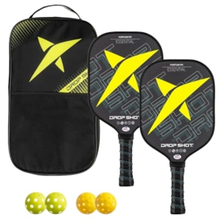 Kit de Raquetes de Pickleball Drop Shot Fortum Preto