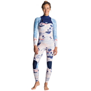 Long John Feminino Roxy Popsurf 3/2mm Estampado Com Zíper Long John Feminino Roxy Popsurf 3/2mm Estampado Com Zíper
