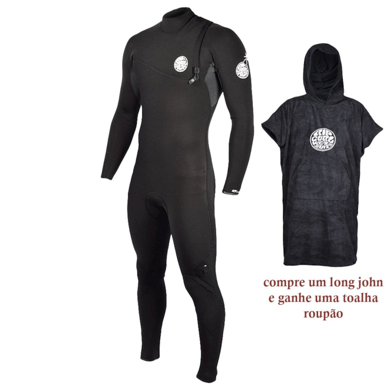 Long John Rip Curl E-Bomb Pro 2.2mm ZipFree E-5 Preto