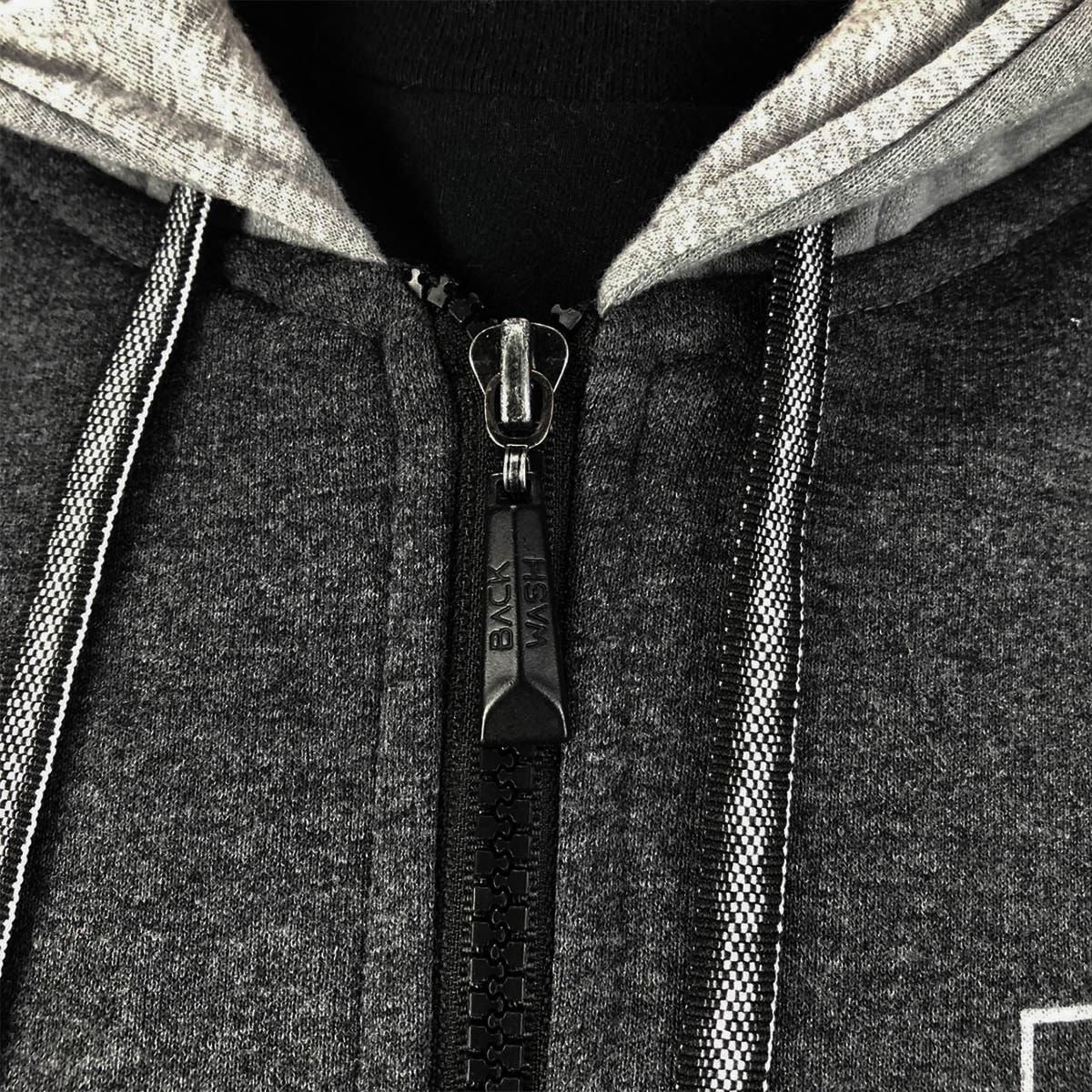 washed black zip moletom com capuz
