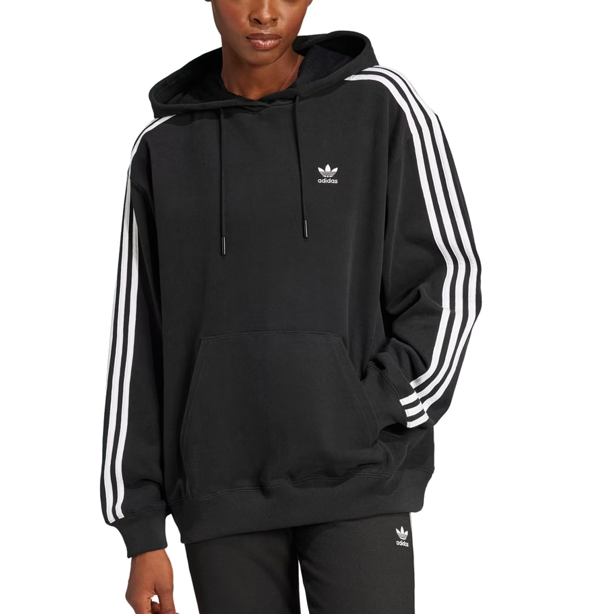 Moletom Canguru Adidas Folgado Adicolor Três Listras Black os