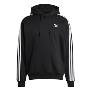 Moletom Canguru Adidas Folgado Adicolor Três Listras Black