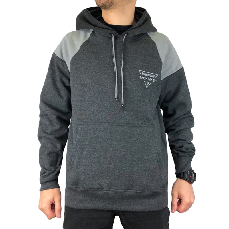 Moletom Canguru Back Wash Wave Cinza Escuro Back Wash