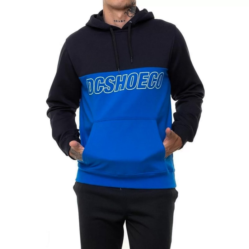 Moletom Canguru DC Packer Preto e Azul os melhores preços Clique