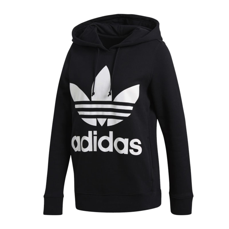 Moletom Canguru Feminino Adidas Trefoil Preto