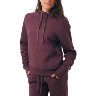 Moletom Canguru Feminino Champion Hoodie Raglan Mini Script Rock On Purple