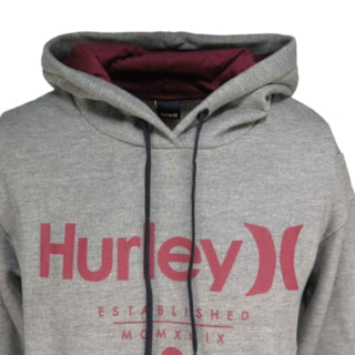 Moletom Canguru Hurley Cinza Cinza Vermelho
