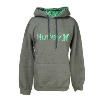Moletom Canguru Hurley Cinza e Verde 636629 Moletom Canguru Hurley Cinza e Verde 636629