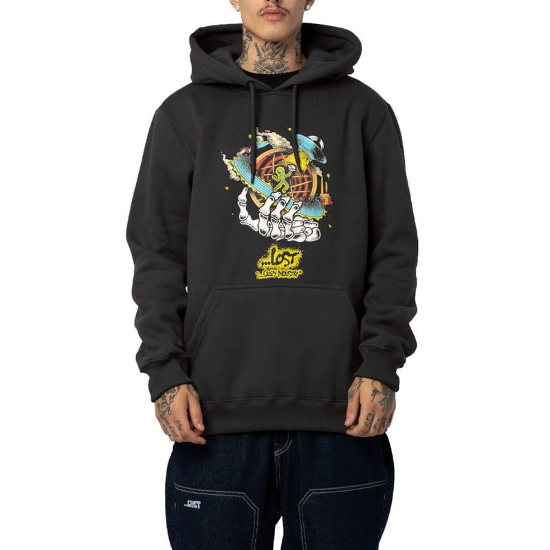 Moletom Canguru Lost 22513604 Preto os melhores preços Clique e